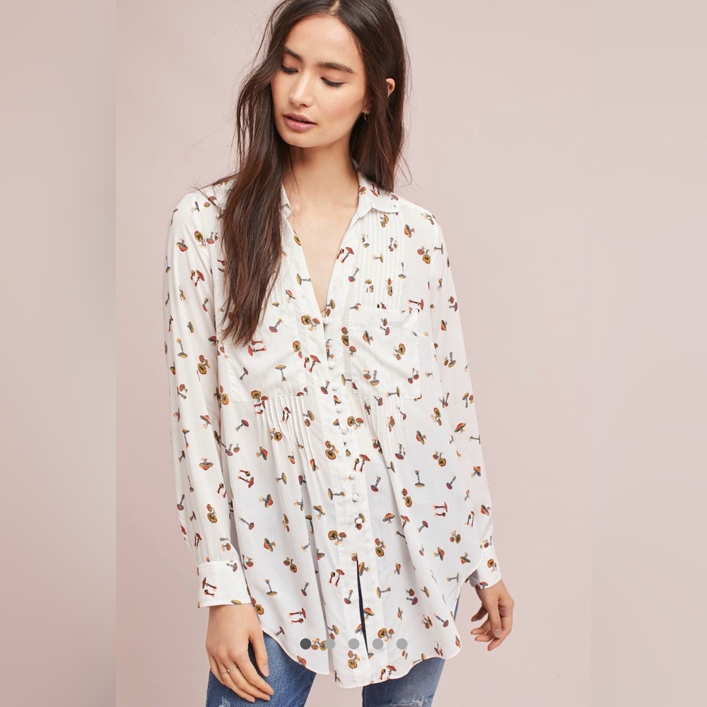 Anthropologie Maeve Mushroom Blouse, Size Small